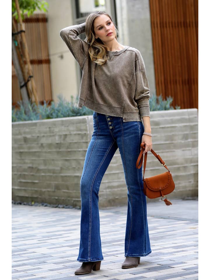 42POPS – Großhandel Sweatshirt – Damen – , French Terry Gewaschene Crop Pullover Kollektion