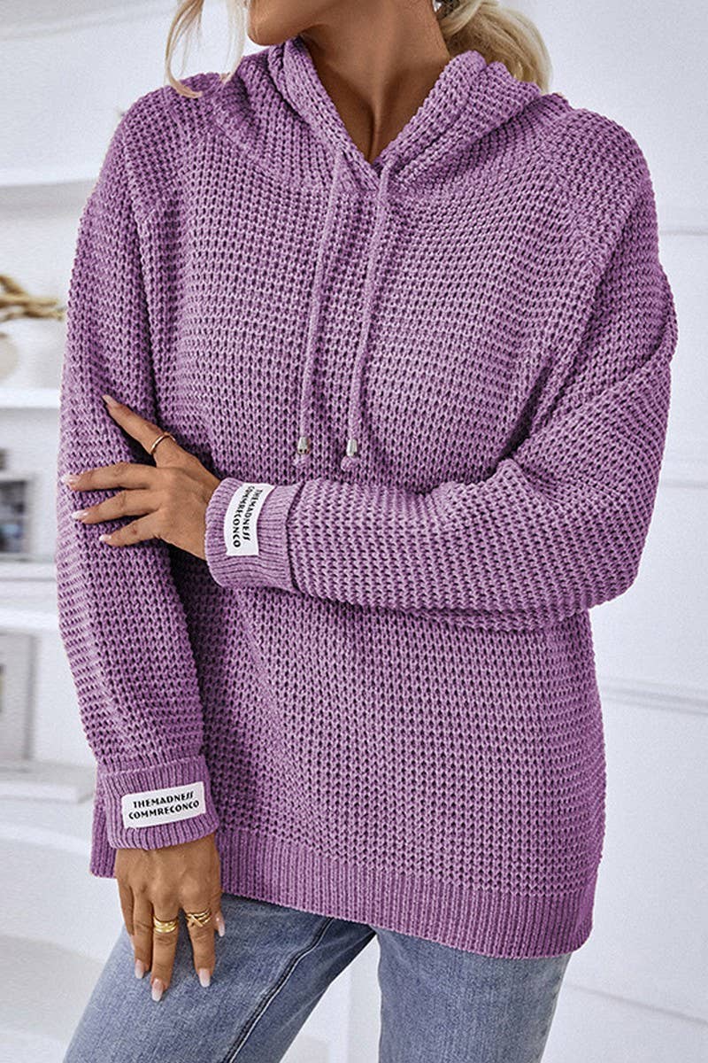 NINEXIS - Vente Sweat à capuche – femme - CWOHOL0399_Pull à manches longues à capuche décontracté à col en V8