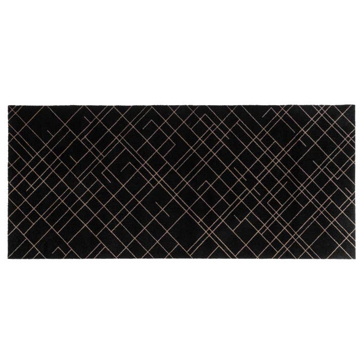 FLOOR MAT 90 x 200 CM - LINES/SAND BLACK for wholesale by TICA COPENHAGEN ApS