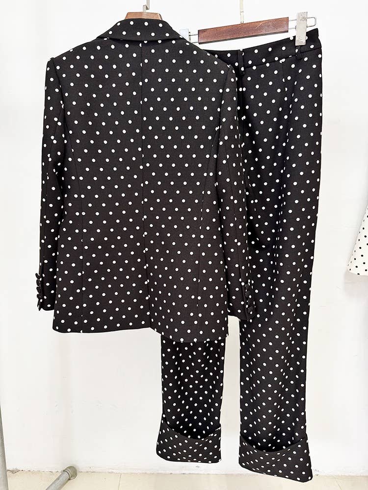 Productseeker - Wholesale Suit Set - Women's - SET71Y Elegant Polka Dot Suit Set with Bow-Decorated Jacket9