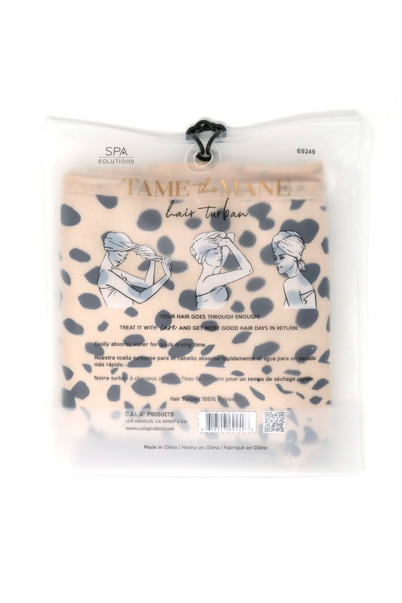 PINEAPPLE Beauty - Wholesale Hair Towel/Wrap - CALA 69249 Cheetah Spa Solutions Hair Turban - 6pc2