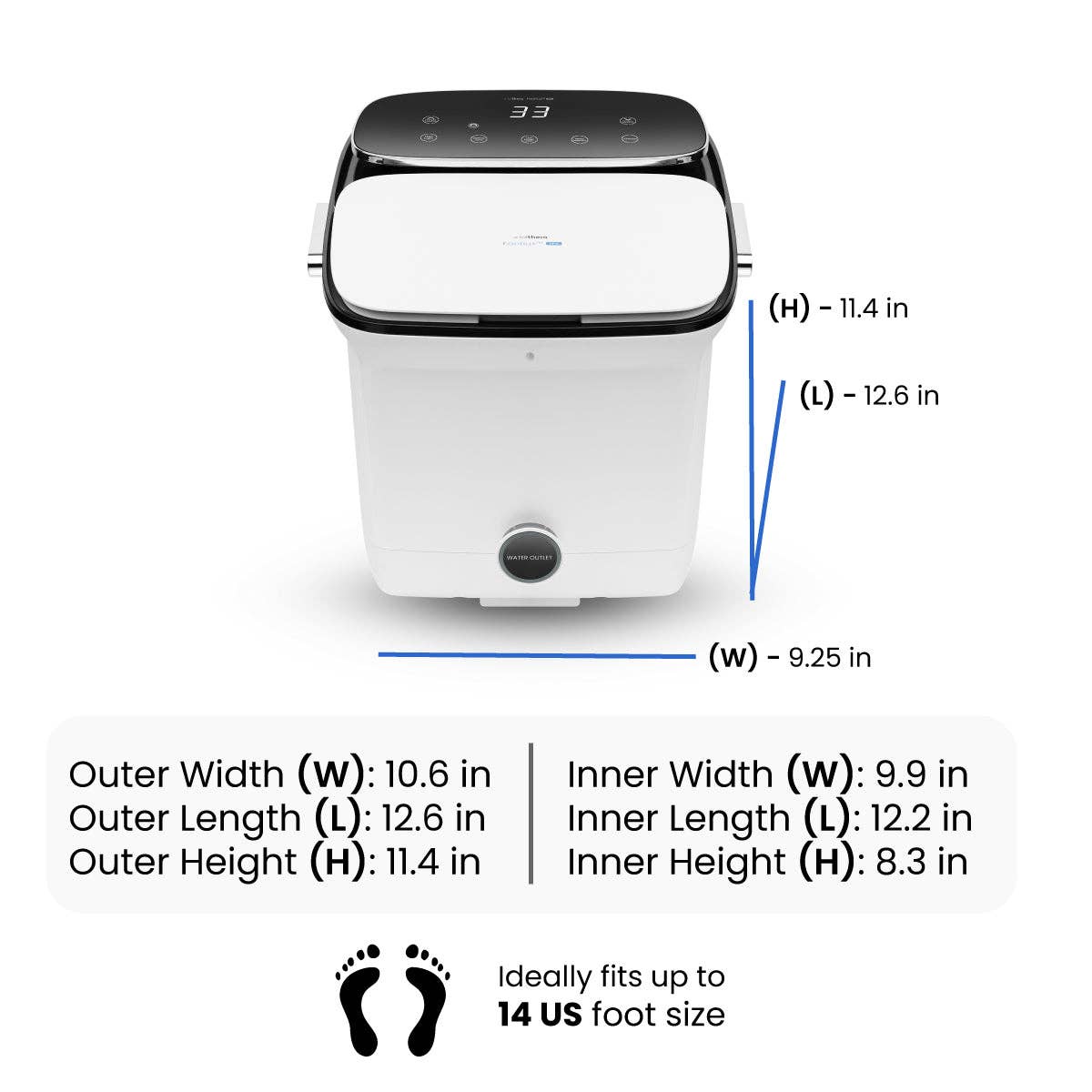 Relthera - Vendita all'ingrosso Prodotto per maniluvio/pediluvio - Footlux SPA™ - Vasca per pediluvio con massaggio a rulli e terapia a luce rossa9