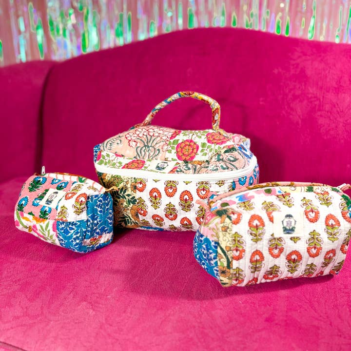 Heart of Grace - Wholesale Makeup/Cosmetic Bag - Wildflower Patch | Quilted Cosmetic Bags-set of 3