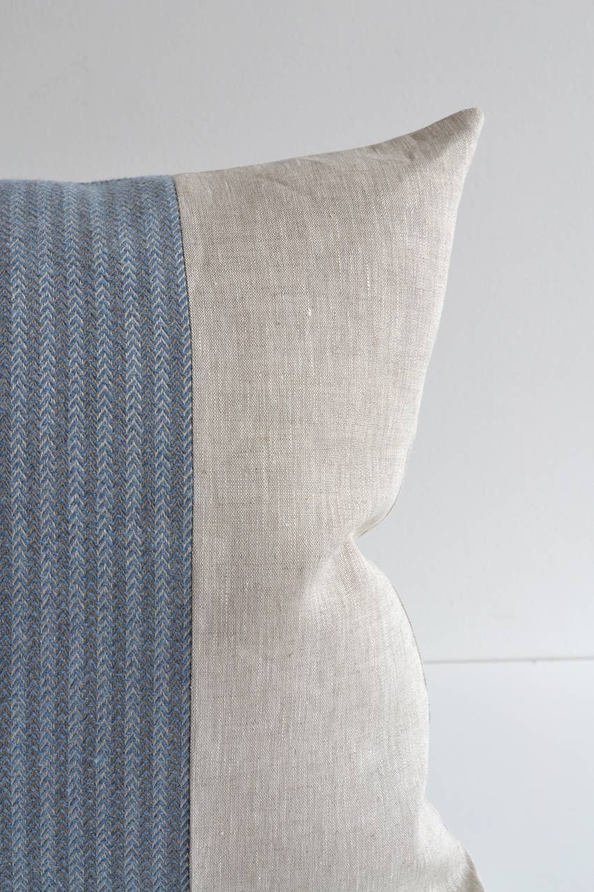 Linen Way Inc. - Wholesale Throw Pillow Cover - Hawthorne Herringbone Linen & Wool Pillow Cover - Sky Blue1