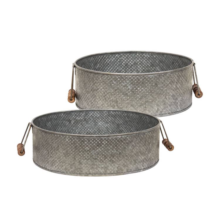 Col House Designs - Vendita all'ingrosso Vassoi decorativi - 2/Set, vassoi in metallo con manici in legno