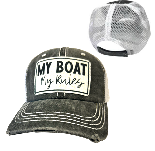 dkhandmade - Wholesale Trucker Hat - Unisex - MY BOAT MY RULES | DISTRESSED | UNISEX HAT1