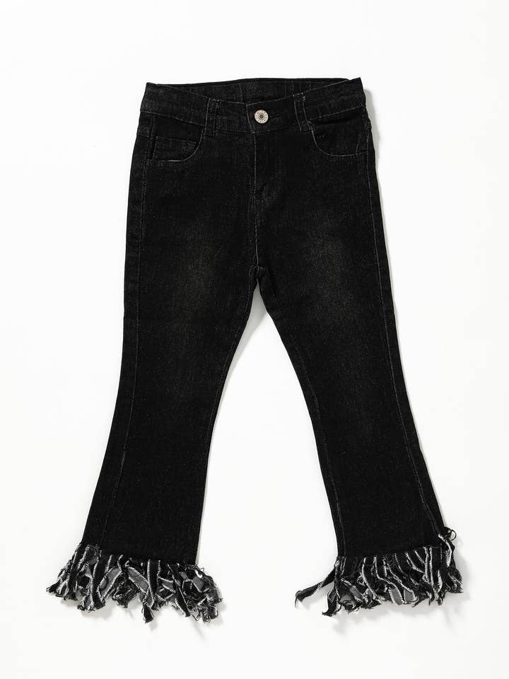 Black Fringe Girls Jeans for wholesale by sassy kids palace