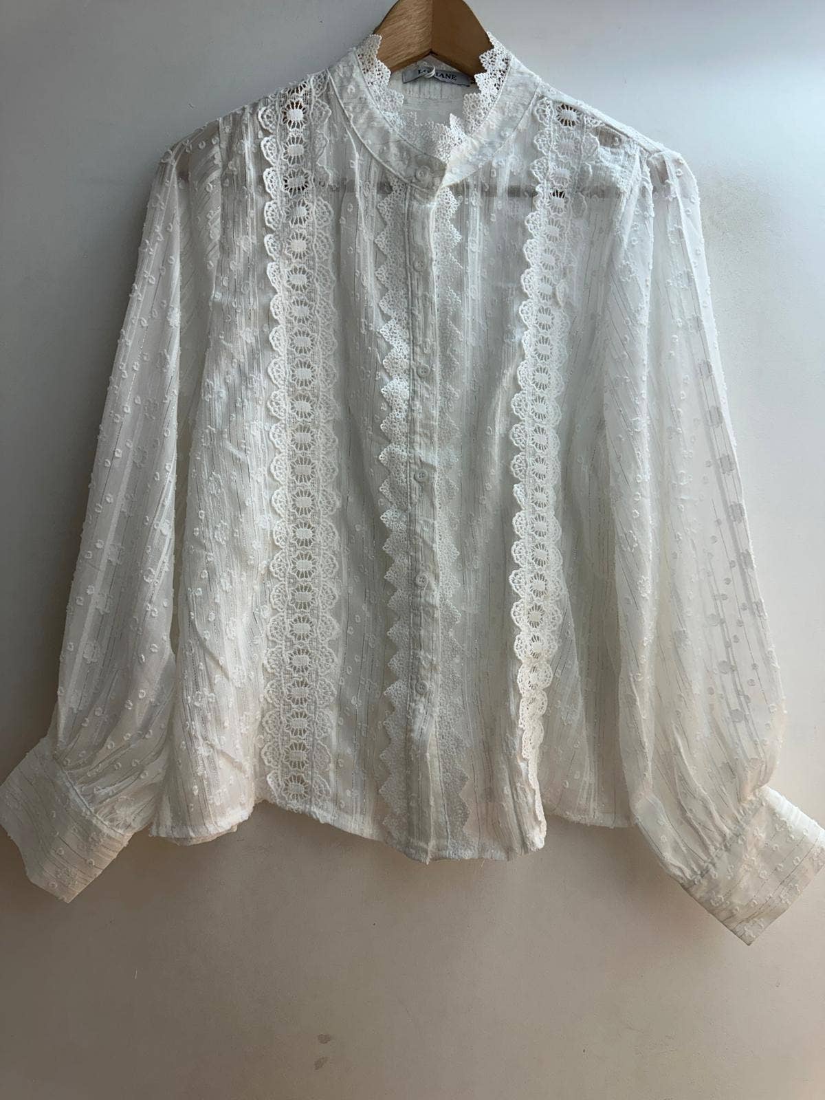 LORIANE - Wholesale Buttoned-down shirt – Women's - 16308 Plain shirt, bohemian, with shimmering threads2