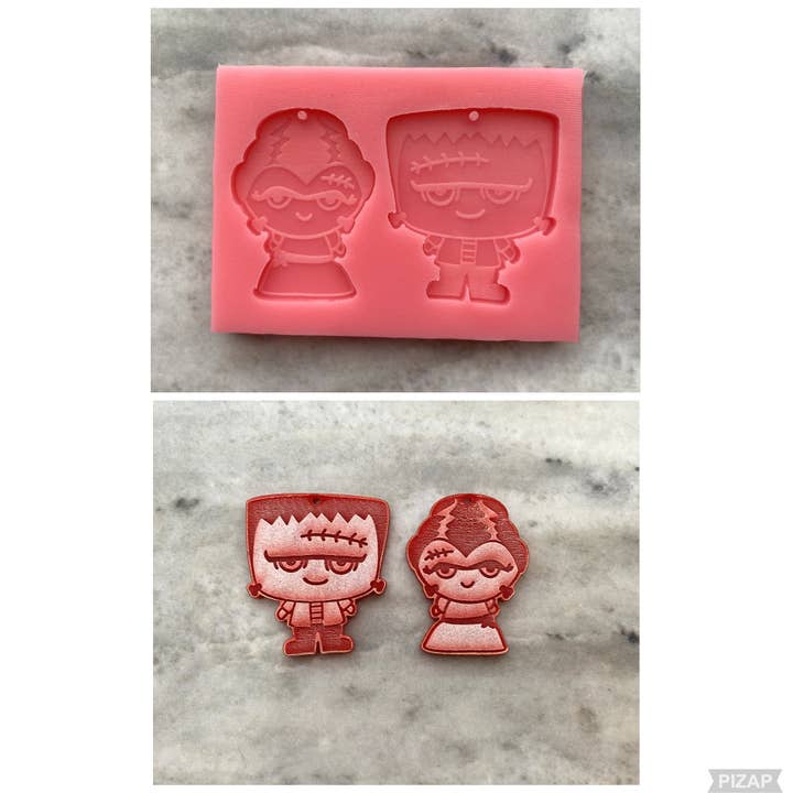 Frankenstein-Paar-Ohrring, Silikonform für den Großhandel von EllaRaeMouldsVinyls