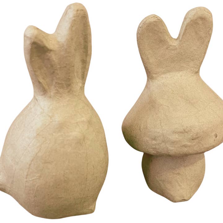 Pair of Unfinished Paper Mache Bunny Rabbits for wholesale by Factory Direct Craft