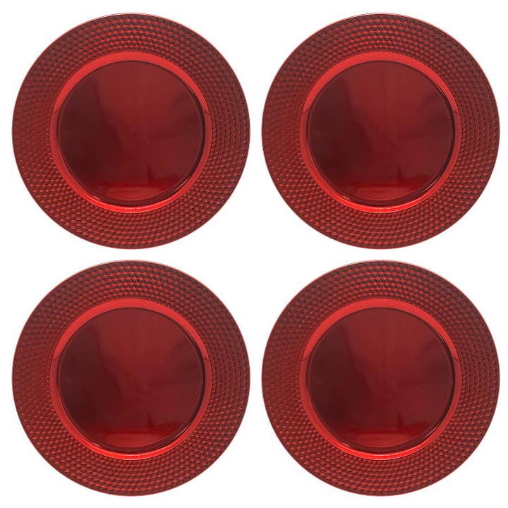 Red Plain Charger Plates – Set of 4 for wholesale by Daniel James