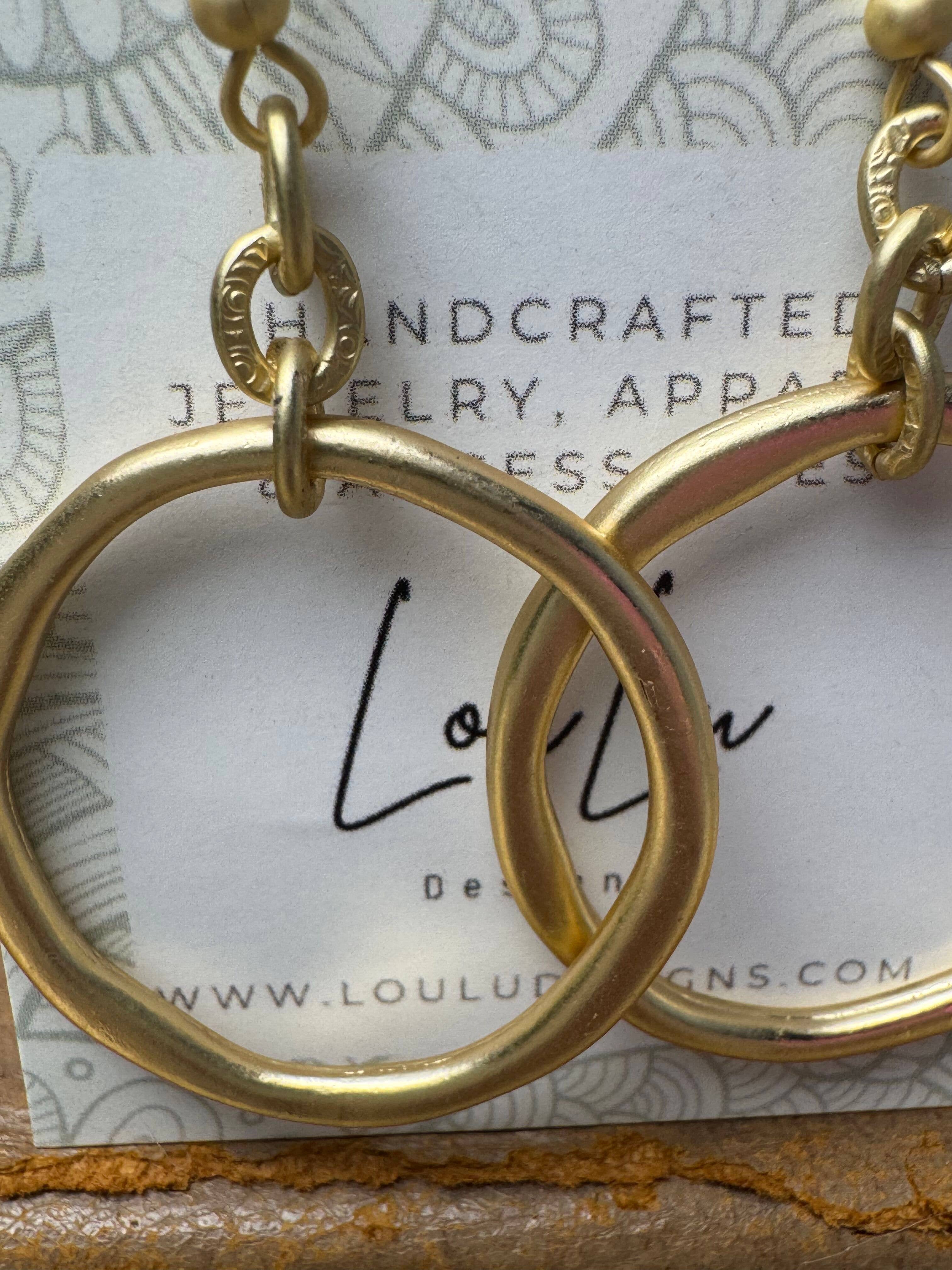 Loulu Designs - Wholesale Dangle Earrings - Hammered Halo Earrings-Matte Gold Two Sizes1