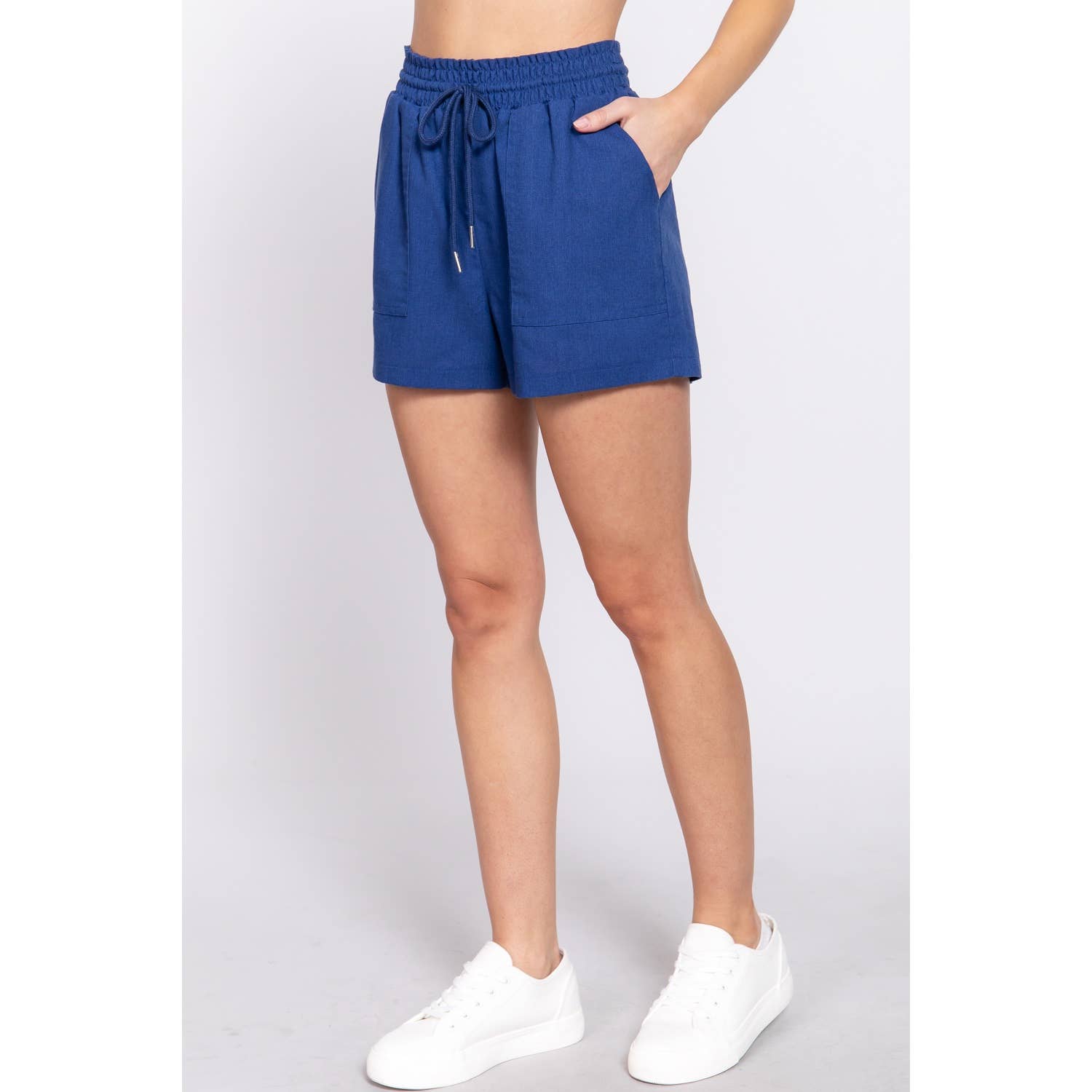 Paperdoll - Wholesale Korte broeken - Dames - LINNEN KORTE BROEK MET GEROOKTE TAILLE7