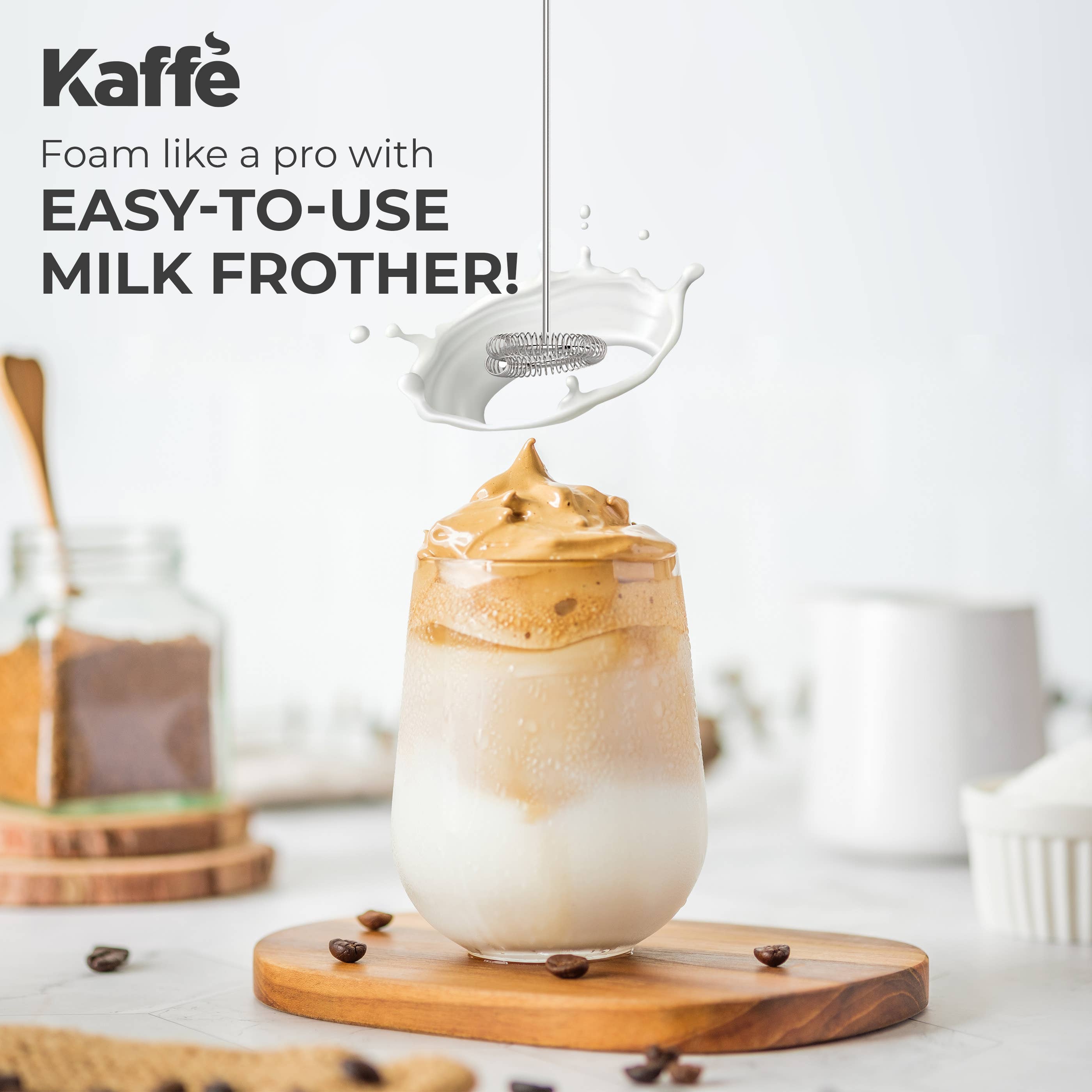 Kaffe – wholesale Kitchen tool/gadget – Kaffe Handheld Milk Frother Stainless Steel No Stand2