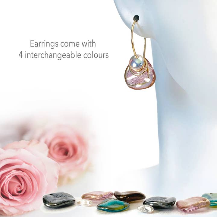 PT34GC - Dangle Earrings include 4 Interchangeable Colours for wholesale by Conversations in Jewellery