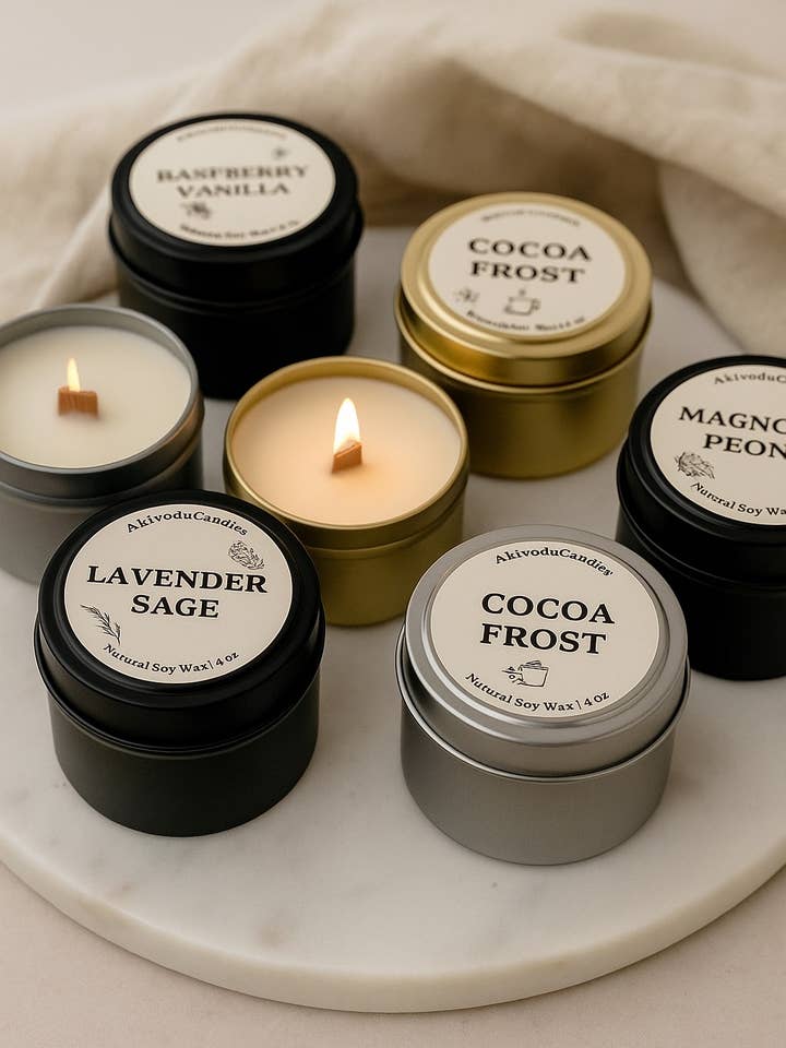 Wood Wick Candle 4 oz- Multiple scents for wholesale by Akivodu Candles