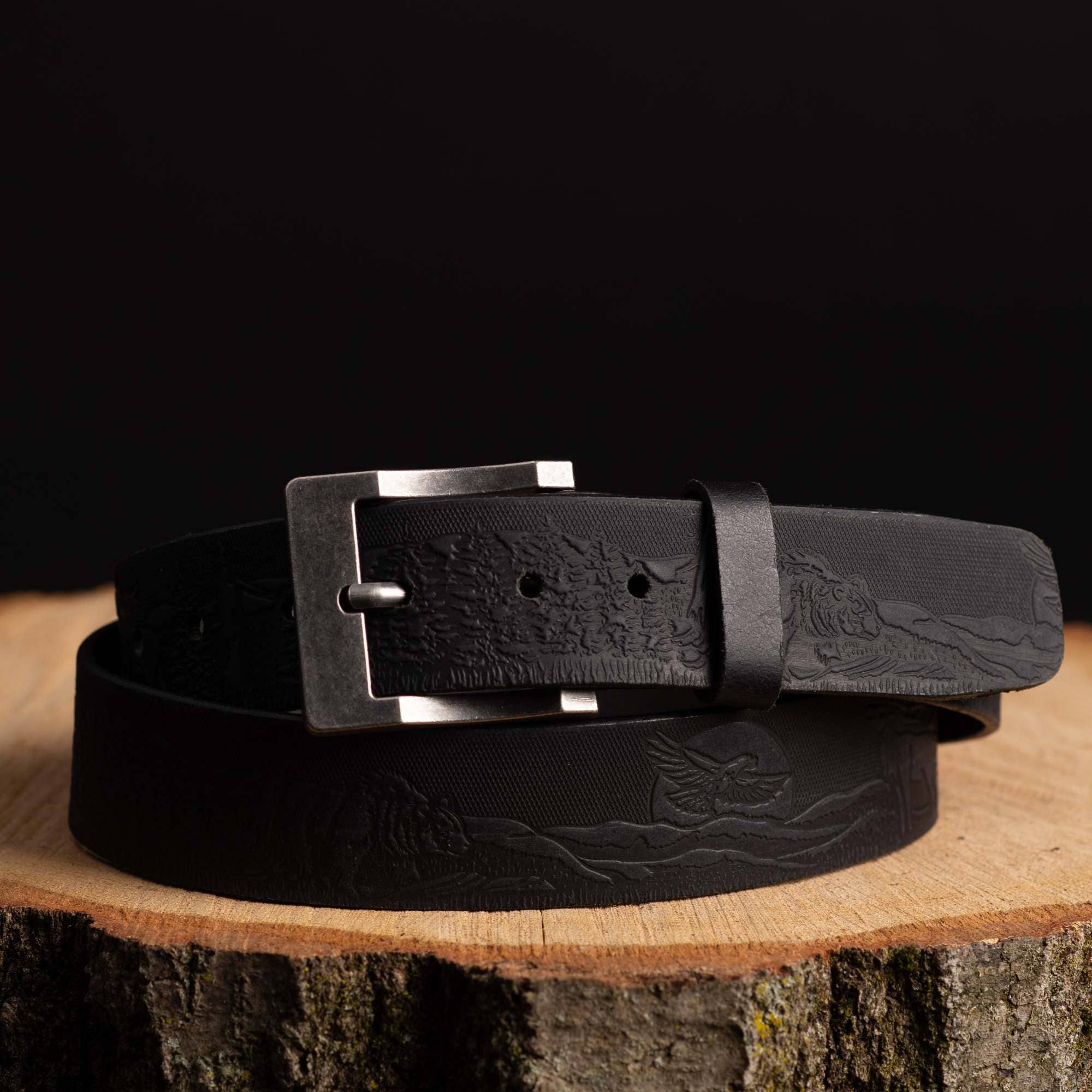 NAB LEATHER – wholesale Belt – Unisex – The Wildlife Belt - Cognac Embossed Full Grain Leather Belt Made in Canada4