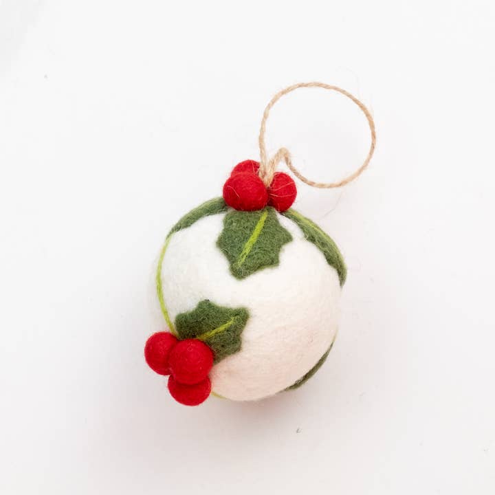 The Winding Road - Wholesale Ornament Set - Ornament - Holiday Felt Ball Hand Embroidered - Red Assorted