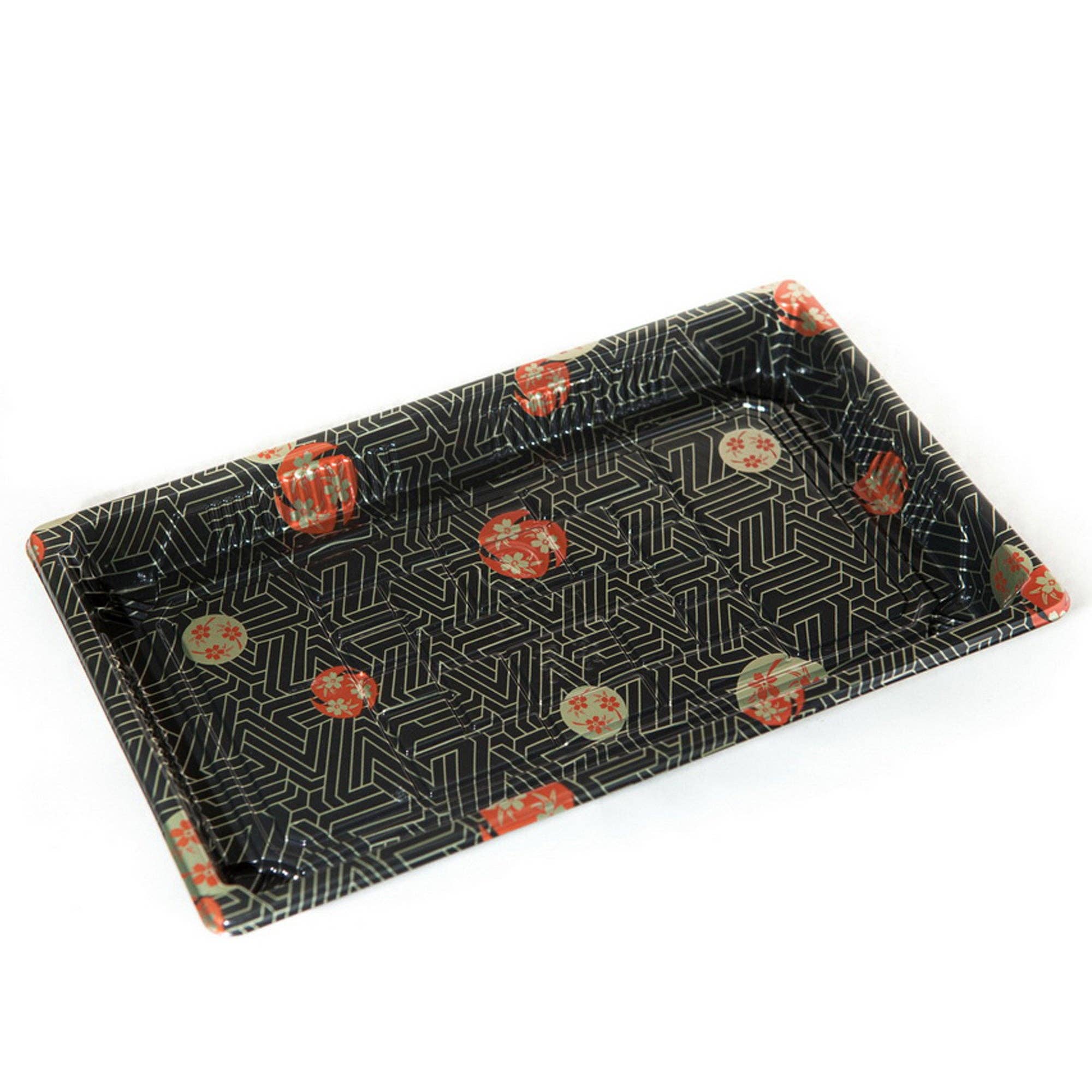 EcoQuality - Wholesale Serving Tray - TZ-020 Disposable Black Sakura Design Take Out Sushi Trays1