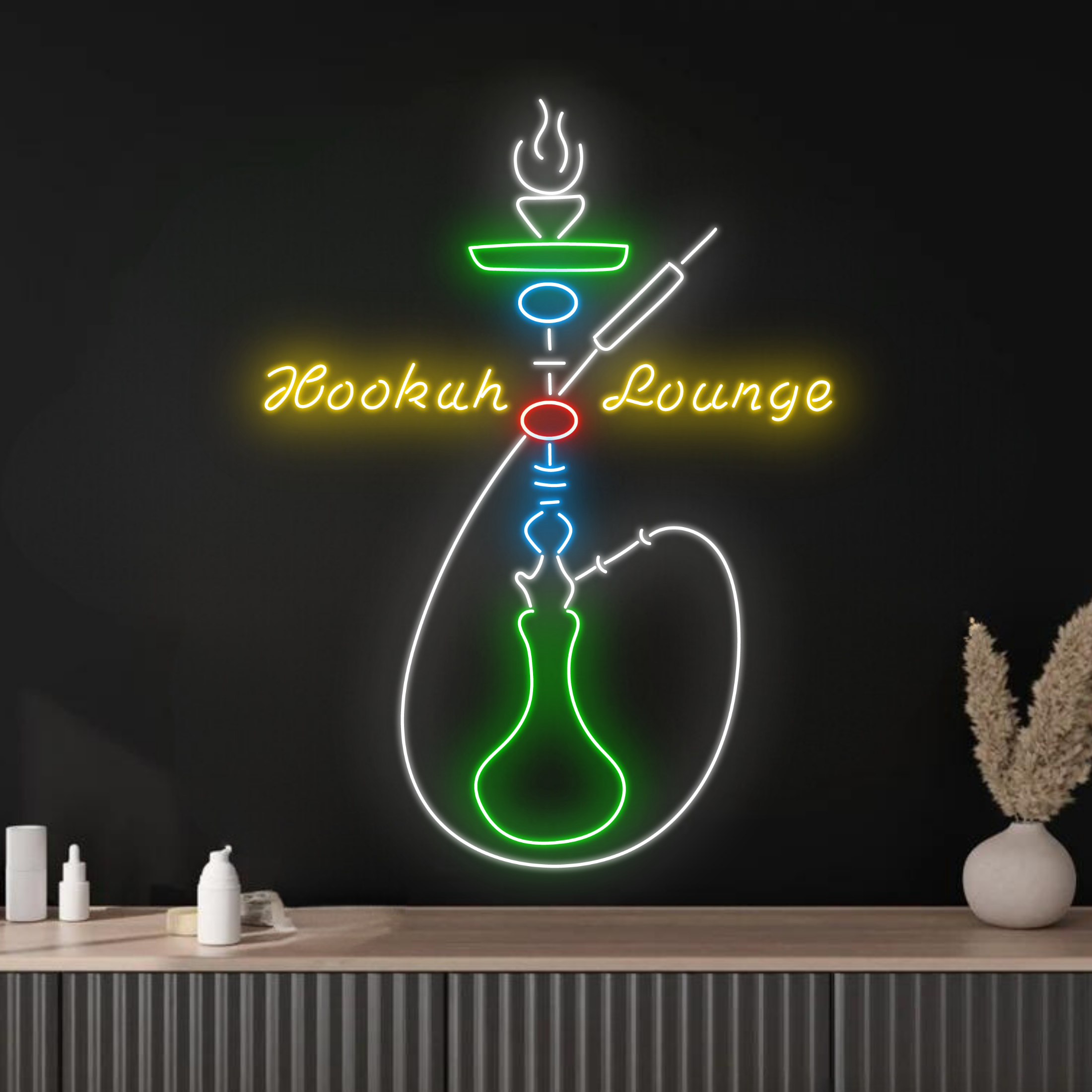 Glow Neon - Vente Enseignes néon - Enseigne au néon Hookah Shisha Lounge, décoration de cigare Shisha Smoking0