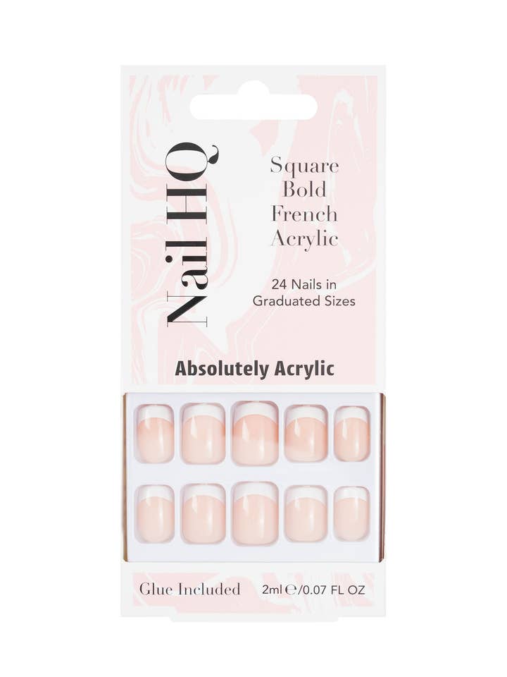 Nail HQ Square Bold French Acrylic Nails (24 Pieces) for wholesale by Soinvogue