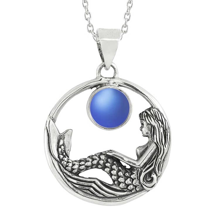 LeightWorks - Venta al por mayor Collares con colgantes/abalorios - Collar con colgante de sirena de plata de ley y cristal