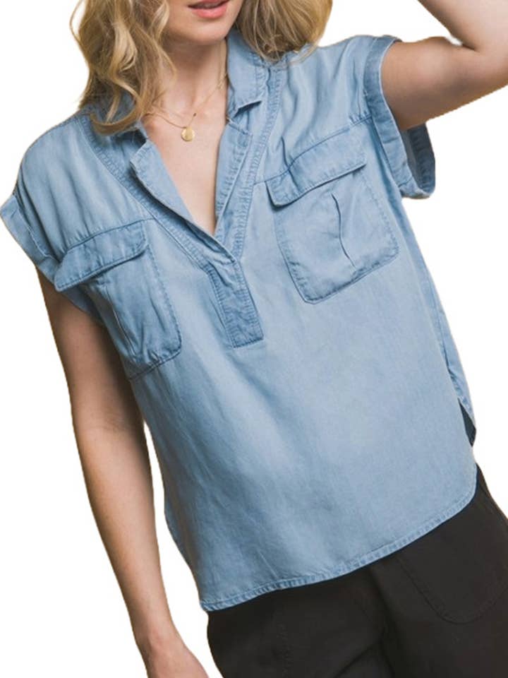 Casual kortærmet Tencel-top for engroshandel hos Vanilla Monkey