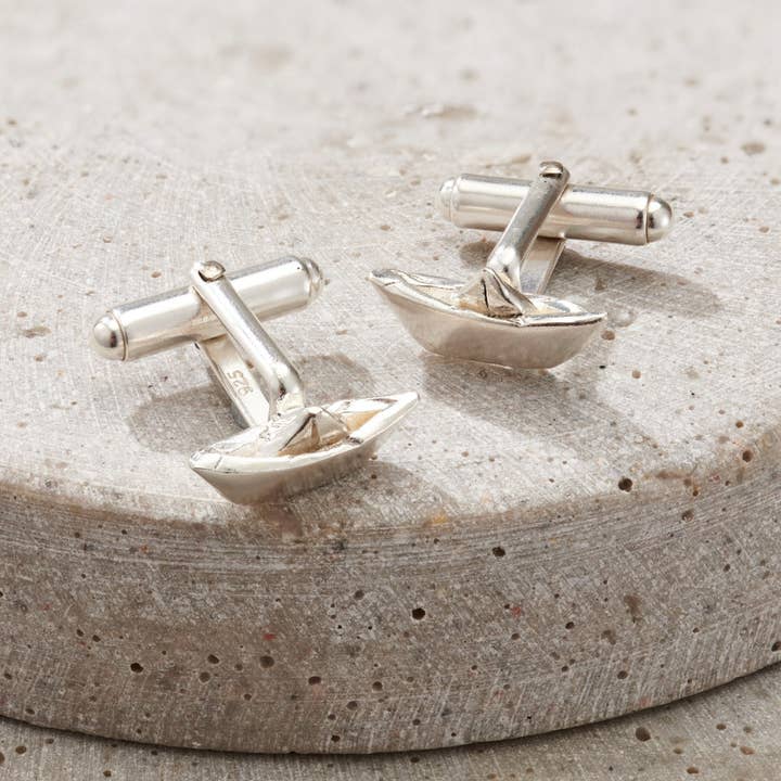 Posh Totty Designs – wholesale Cufflinks – Origami Boat Cufflinks1