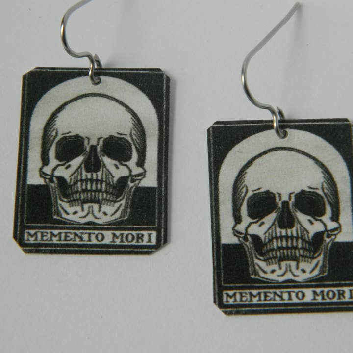 Skull Earrings Art Jewelry Momento Mori Julie de Graag for wholesale by Sarah Wood Studio
