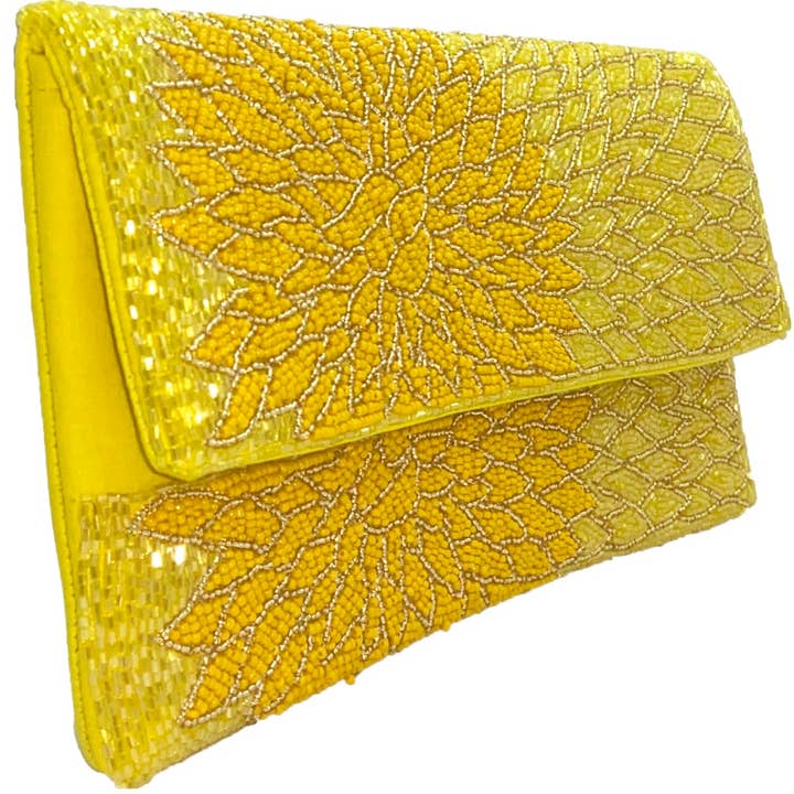 Pizzazz, Inc. - Wholesale Clutch Bag - Women's - YELLOW FLORAL BEADED CLUTCH3