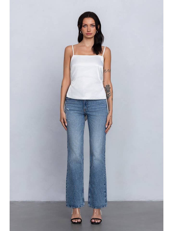 No Vacancy – wholesale Camisole – Women′s – Stretch satin cami top w/ large ribbon tie detail5