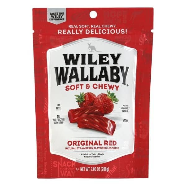 BranVx Distributors - Wholesale Licorice - Wiley Wallaby Red Licorice, 7.05 Oz - Holiday Gift Bag0