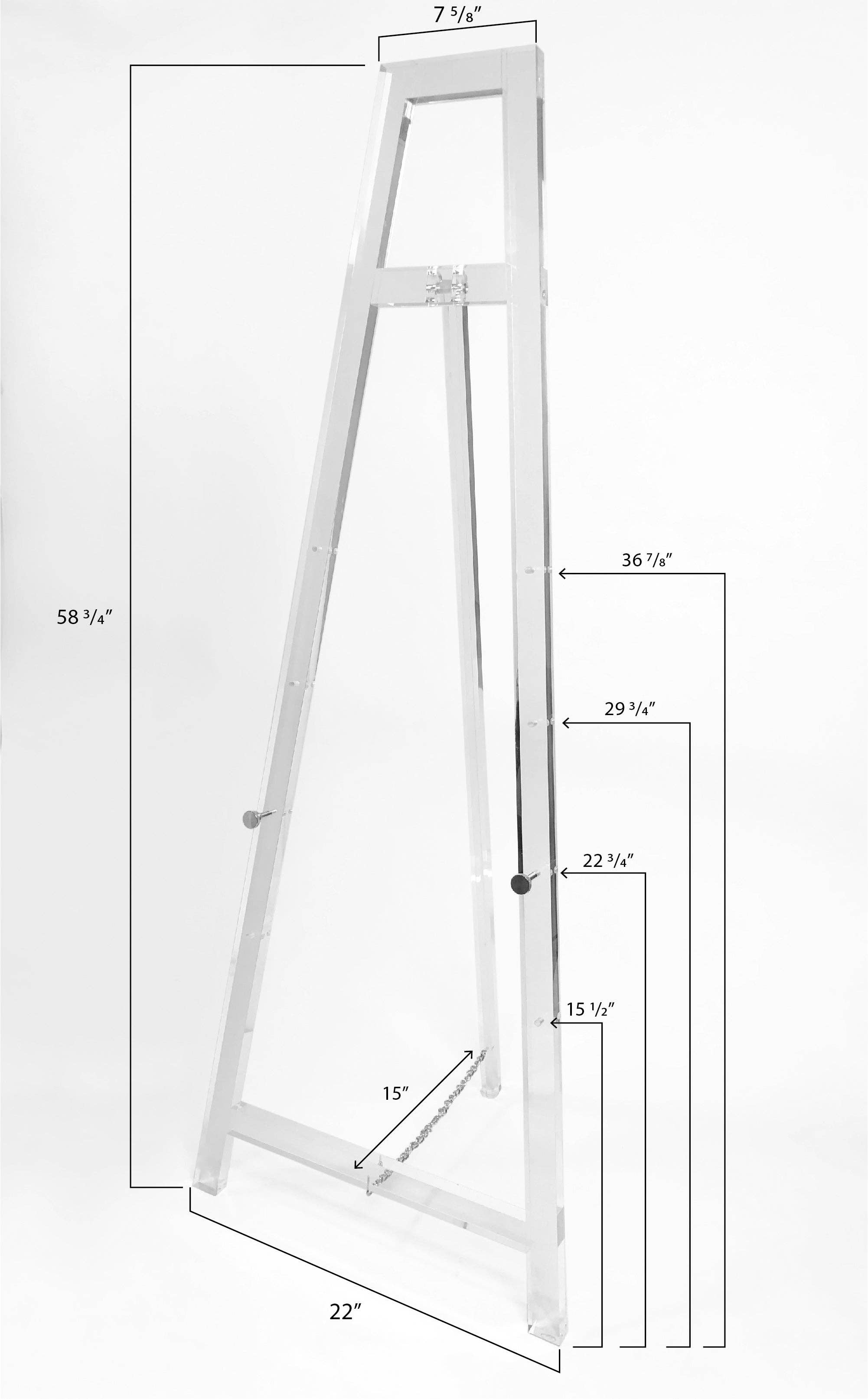 DesignStyles Home – Cavalete por atacado – Suporte Cavalete em Acrílico Estiloso com Botões Prateados para Obras de Arte, Quadro Negro e Mais2