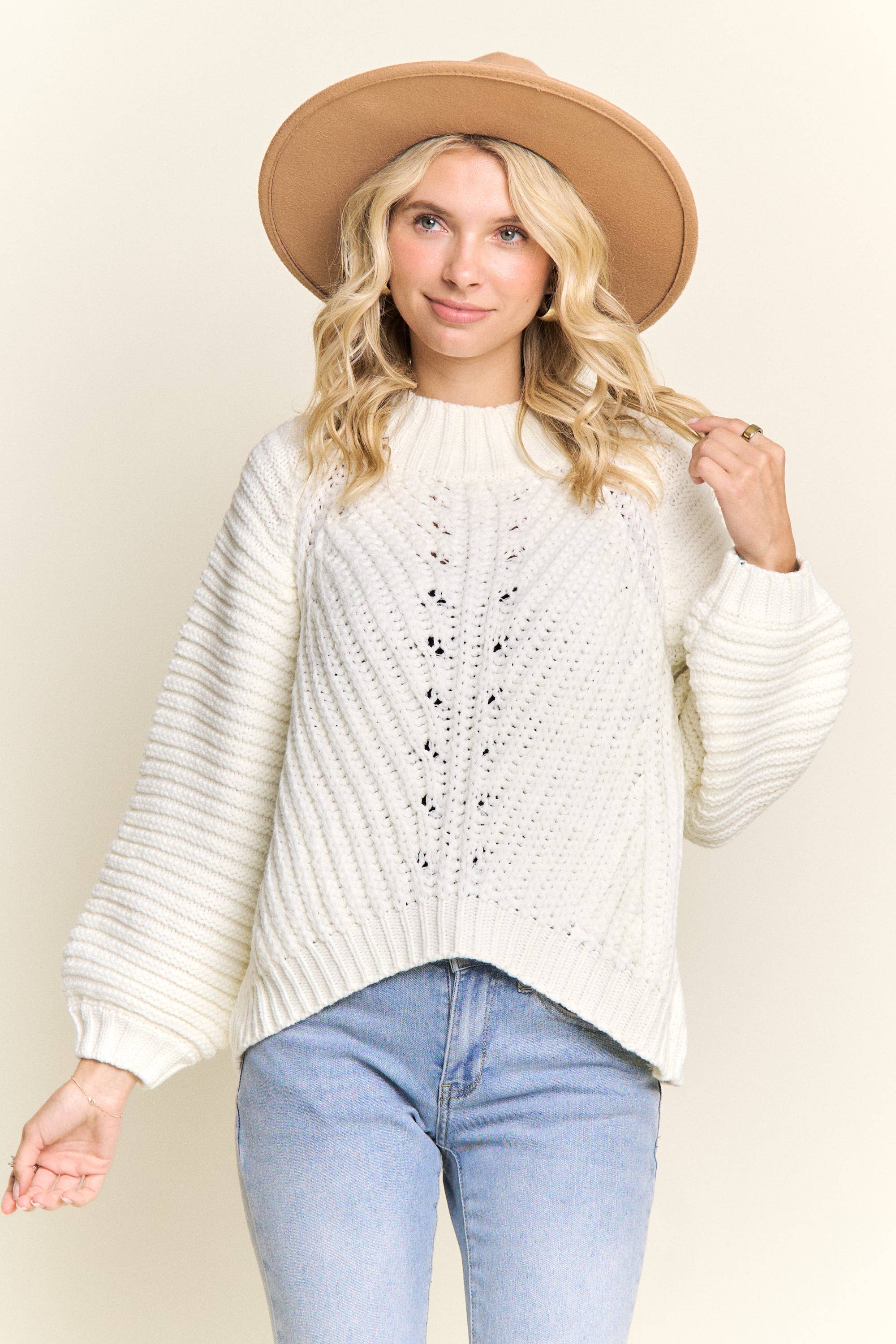 Madelyn - Vente Pull en maille – femme - LESW4173-PULL À COL MONTANT EN MAILLE CÂBLÉE14