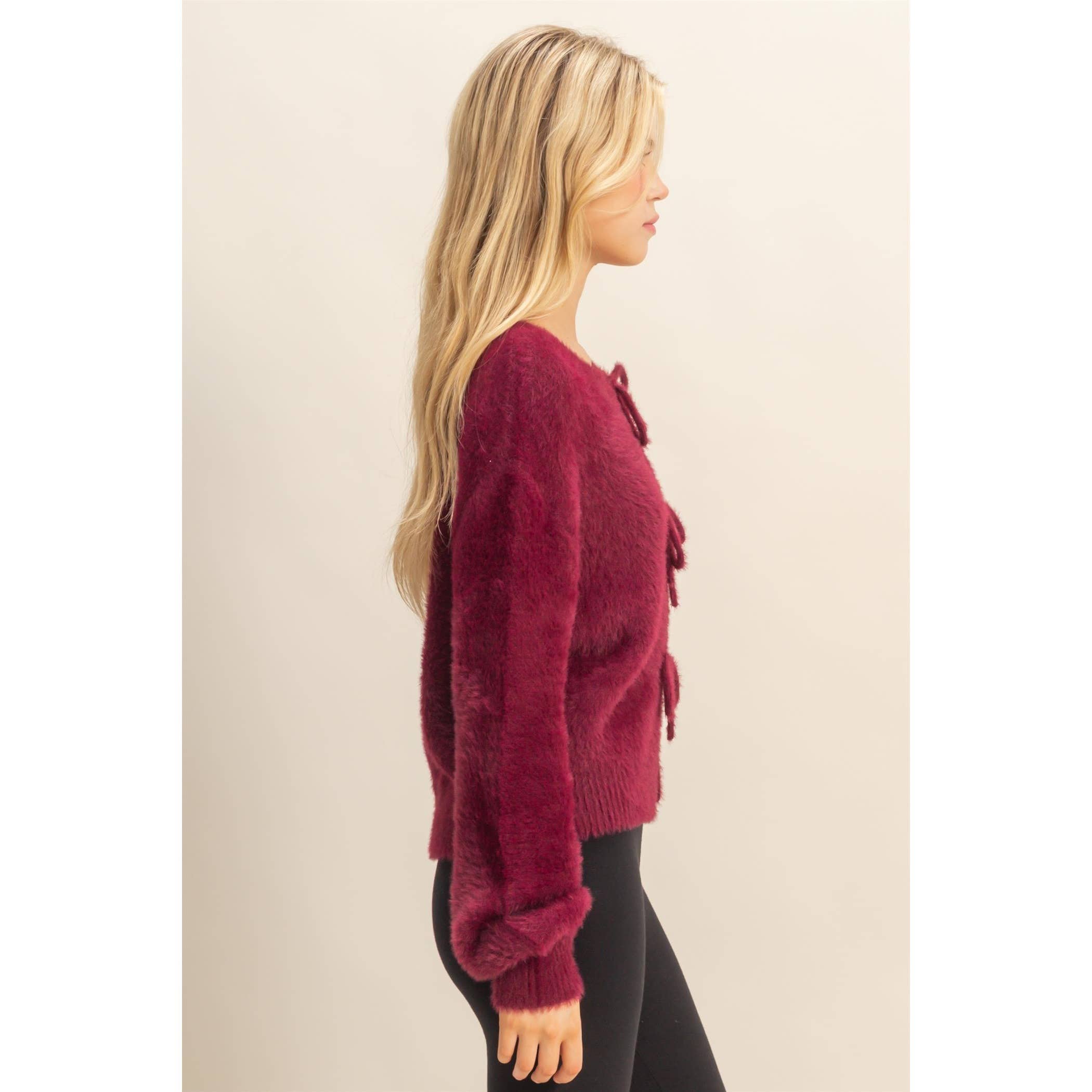 HYFVE - Wholesale Cardigan - Women's - Fuzzy Sweater With Unique Front Ties14