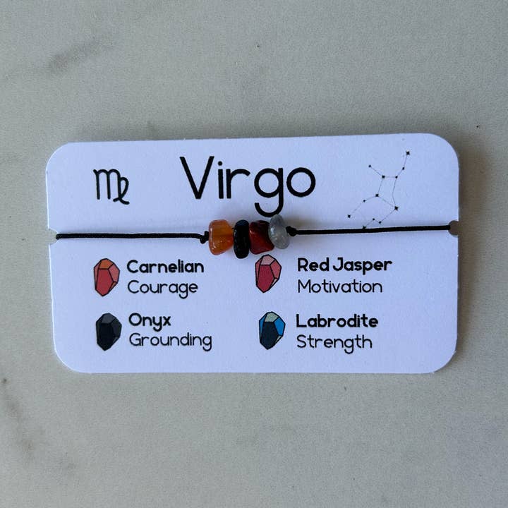Bracelet ajustable en cristal Virgo pour la vente par KGandThat
