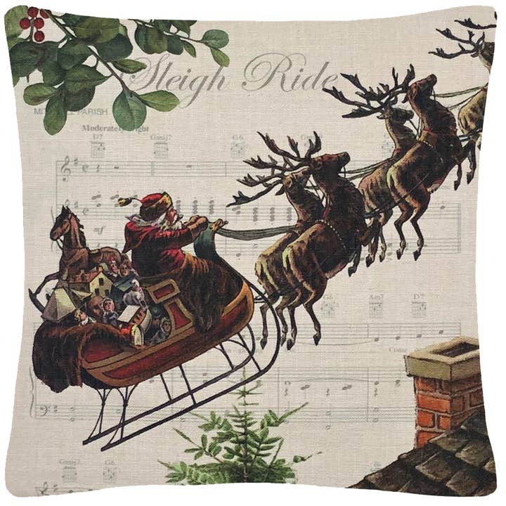 Santa and Reindeer Throw Pillow Cover for wholesale by Golden Hill Studio