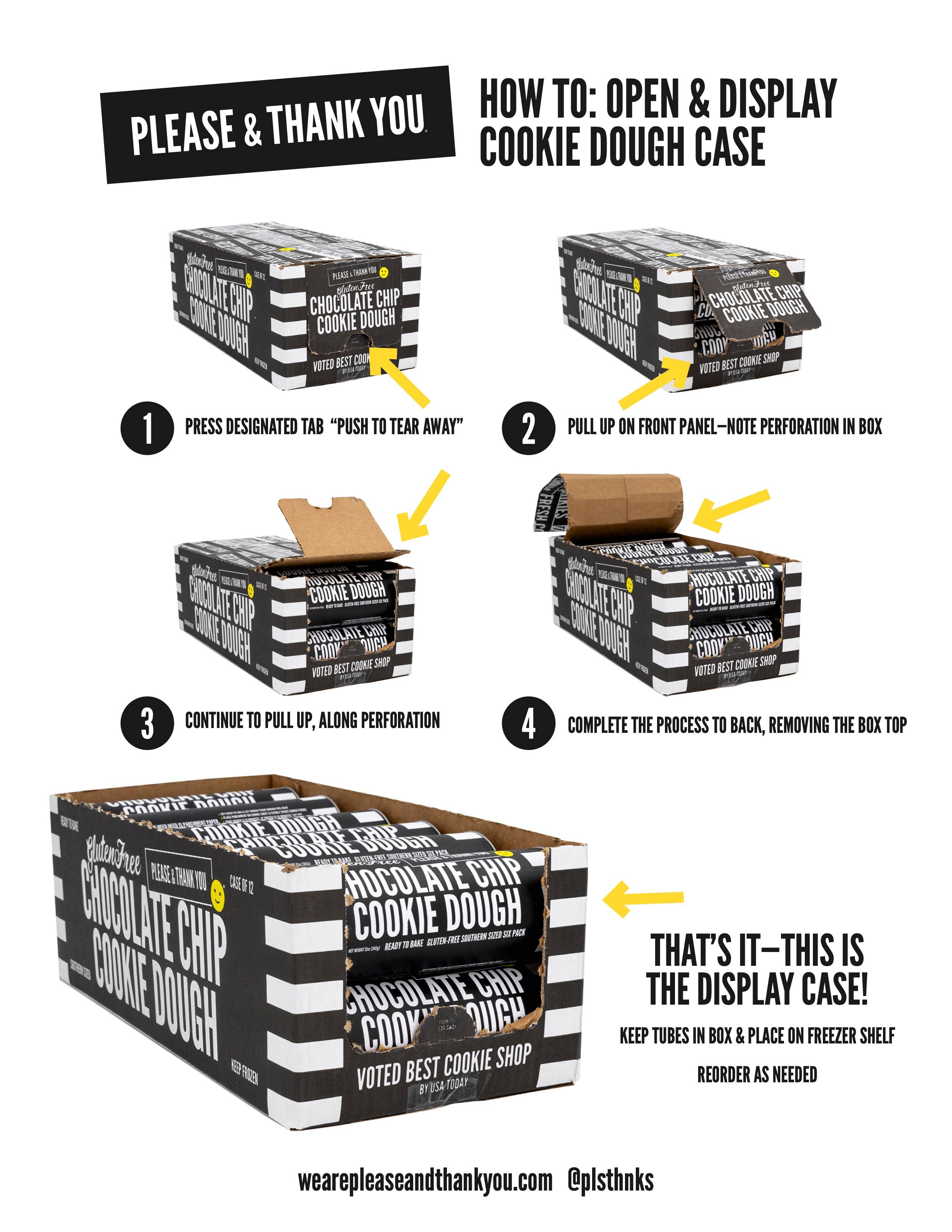 PLEASE & THANK YOU - Wholesale Cookie - GLUTEN FREE CHOCOLATE CHIP COOKIE DOUGH TUBES 6