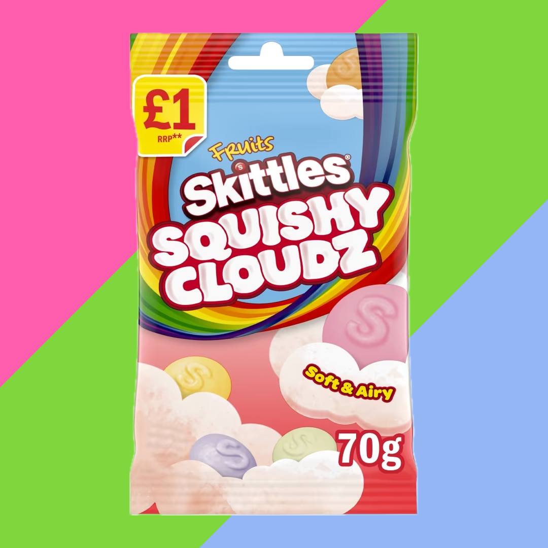 Gaffney's Sweets & Treats Wholesale – Gomas por atacado – Skittles Squishy Cloudz 14X70g £1 PMP1