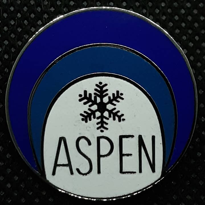 Pin - Vintage Aspen blue circle for wholesale by Fantastic Souvenirs, Gifts & Collectibles