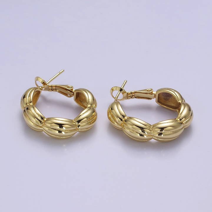 Big Chunky Gold Shell Hoop Earring V-109 for wholesale by Aim Eternal
