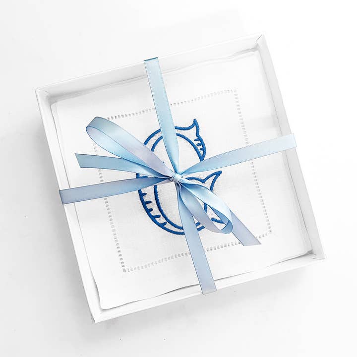 Brenton Initial Cocktail Napkins for wholesale by Blythe Embroidery Co.