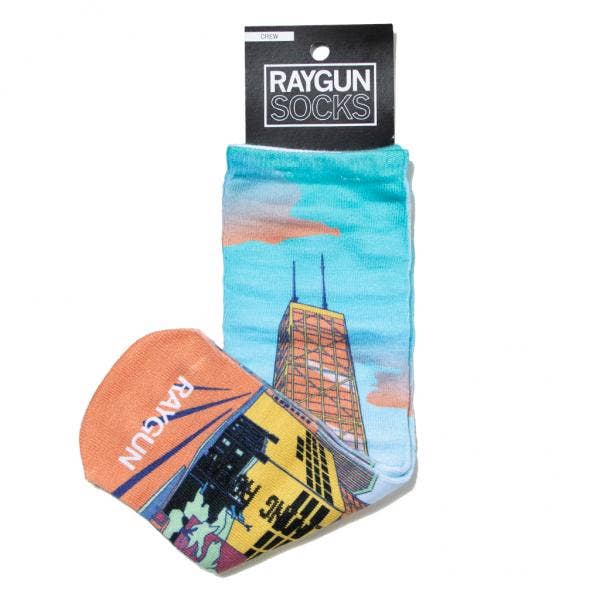 Hancock Building Colorized Socks - Orange/Blue for wholesale by RAYGUN