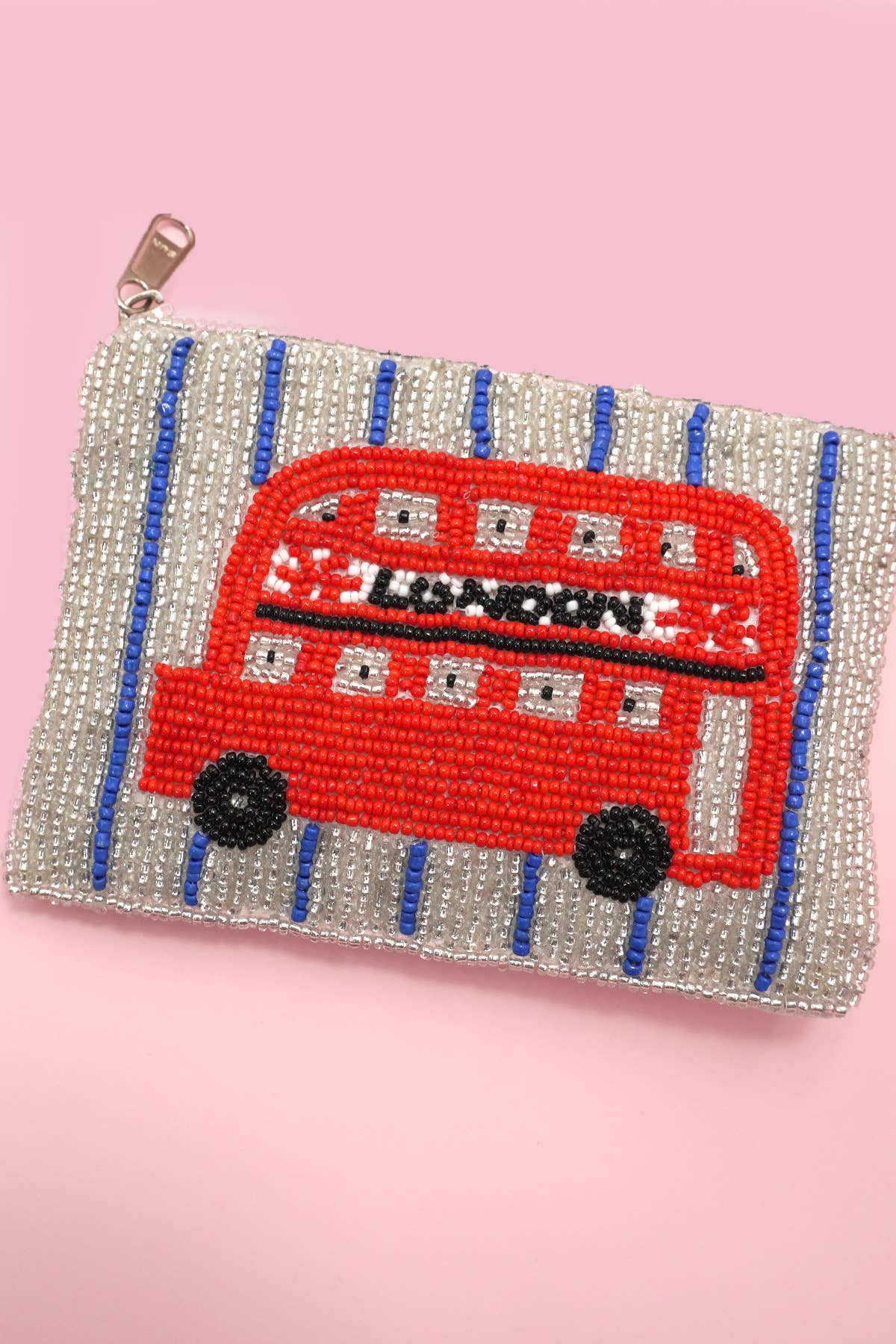JOSSLYN by wall to wall - Wholesale Coin Purse - Women's - LONDON BUS FLOWER PARIS SEED BEAD COIN POUCH | 91CP10700