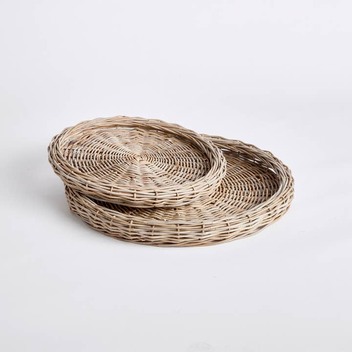 Gray Eloise Round Trays, Set of 2 for wholesale on Faire