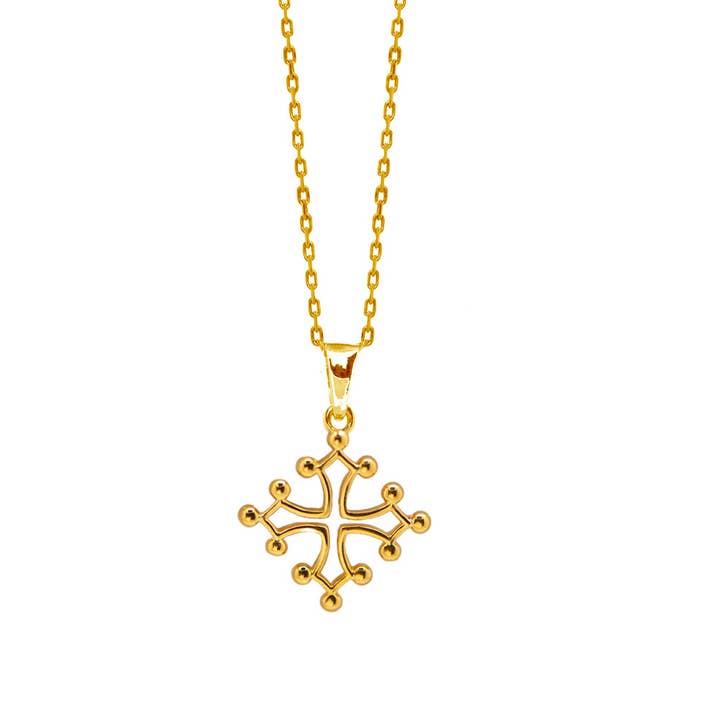 Occitan Cross Pendant 18k Gold Plated for wholesale by TALISMAN JEWELLERY (D&Fidanverdi, S.L.)