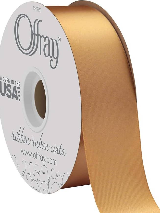 Double-Face Satin Old Gold 1-1/2" x 50 Yards for wholesale by Berwick Offray Ribbon