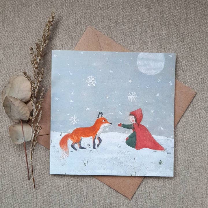 Winter Fox greetings card for wholesale by LYDIAMAE