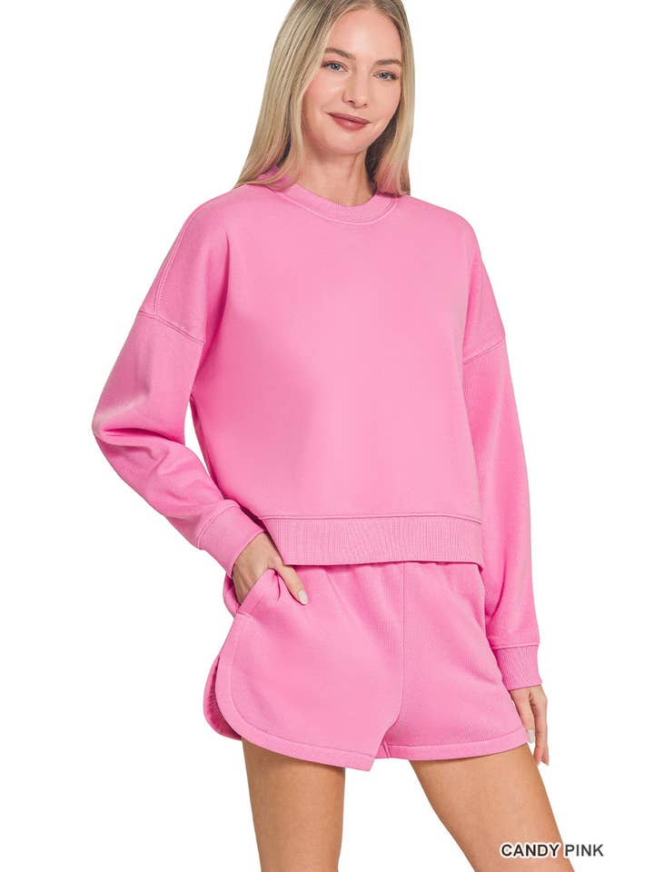 Vanilla Monkey – Engroshandel Loungesæt - Dame – Fleece langærmet sweatshirt og shorts sæt9