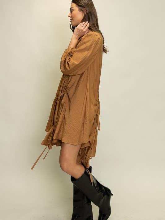 Heyson - Wholesale Jurk - Dames - JOD1239_C Mini Jurk met Textuur en Gerimpeld Detail6